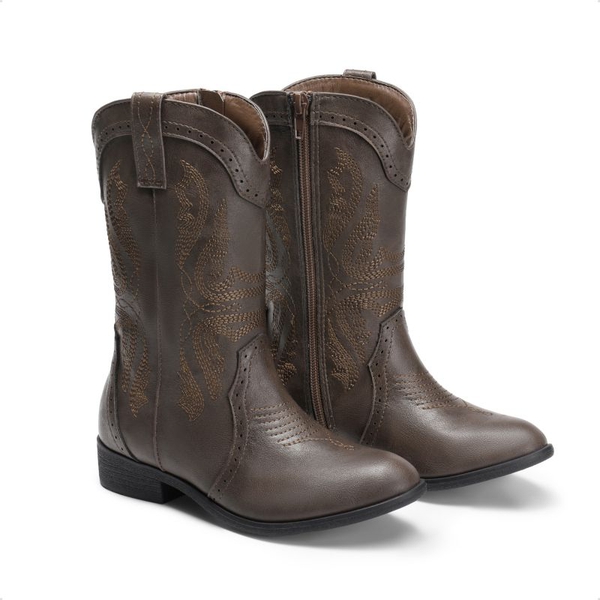 Kids Embroidery Western Cowboy Boots - BROWN - 5